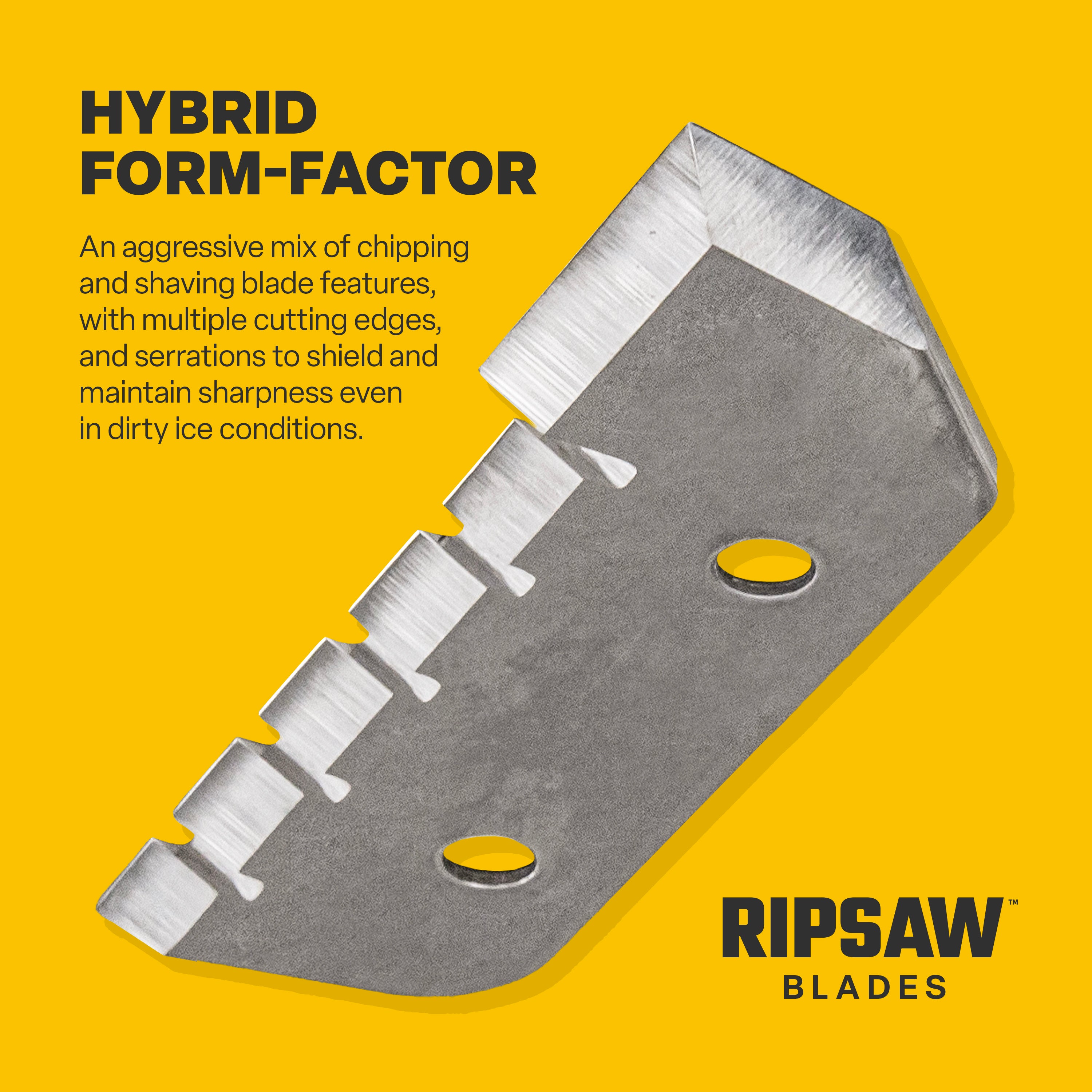 Ripsaw blade with hybrid form-factor on a yellow background